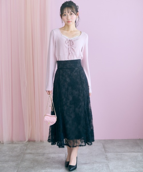 marun(マルン)の「<大きいサイズ>起毛レースマーメイドスカート marun(スカート・レディース・ブラック/ピンク・L/3L/LL/5L/4L)」の12枚目の写真