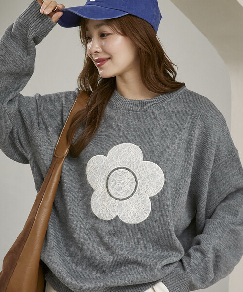MARY QUANT(マリークワント)の「MARY QUANT × PUBLUX/マリークワント 別注 レース 異素材 ドッキング デイジー ニット 限定展開(ニット/セーター・レディース・グレー/チャコールグレー/ネイビー/オフホワイト・フリ-)」の17枚目の写真