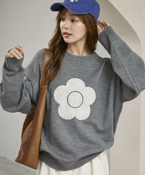 MARY QUANT(マリークワント)の「MARY QUANT × PUBLUX/マリークワント 別注 レース 異素材 ドッキング デイジー ニット 限定展開(ニット/セーター・レディース・グレー/チャコールグレー/ネイビー/オフホワイト・フリ-)」の19枚目の写真