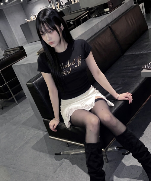 UNDEROFF(アンダーオフ)の「ストレッチコットンスリム半袖Tシャツロマンティックブラック(Tシャツ/カットソー・レディース・ブラック・SMALL)」の2枚目の写真