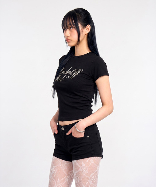 UNDEROFF(アンダーオフ)の「ストレッチコットンスリム半袖Tシャツロマンティックブラック(Tシャツ/カットソー・レディース・ブラック・SMALL)」の5枚目の写真