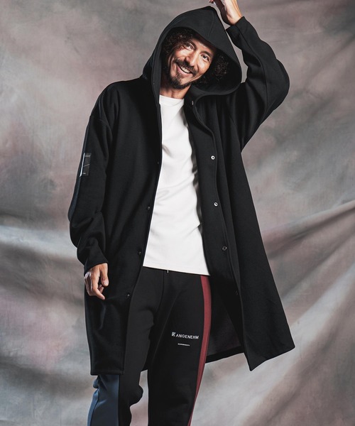 ANGENEHM(アンゲネーム)の「mj11784-Minimal Hooded Snap Coat フルスナップコート(AG07-008acg)(その他アウター・メンズ・チャコール/ブラック/ライトベージュ・S/M/L)」の1枚目の写真