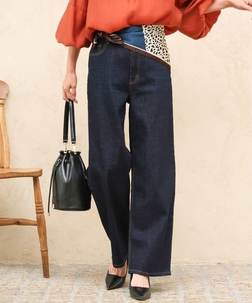 MK MICHEL KLEIN（エムケーミッシェルクラン）の「[洗える]11ozデニム ワイドストレートパンツ（デニムパンツ・レディース・ネイビー/ブルー・36/38/40）」の17枚目の写真