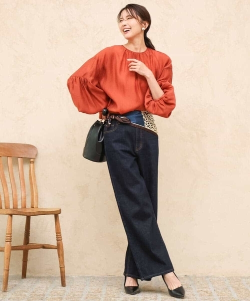 MK MICHEL KLEIN（エムケーミッシェルクラン）の「[洗える]11ozデニム ワイドストレートパンツ（デニムパンツ・レディース・ネイビー/ブルー・36/38/40）」の20枚目の写真