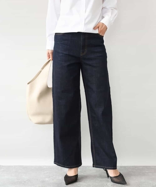 MK MICHEL KLEIN（エムケーミッシェルクラン）の「[洗える]11ozデニム ワイドストレートパンツ（デニムパンツ・レディース・ネイビー/ブルー・36/38/40）」の21枚目の写真