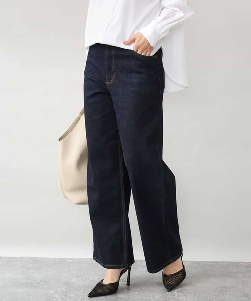 MK MICHEL KLEIN（エムケーミッシェルクラン）の「[洗える]11ozデニム ワイドストレートパンツ（デニムパンツ・レディース・ネイビー/ブルー・36/38/40）」の22枚目の写真