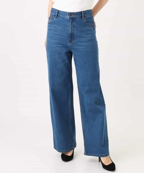 MK MICHEL KLEIN（エムケーミッシェルクラン）の「[洗える]11ozデニム ワイドストレートパンツ（デニムパンツ・レディース・ネイビー/ブルー・36/38/40）」の4枚目の写真