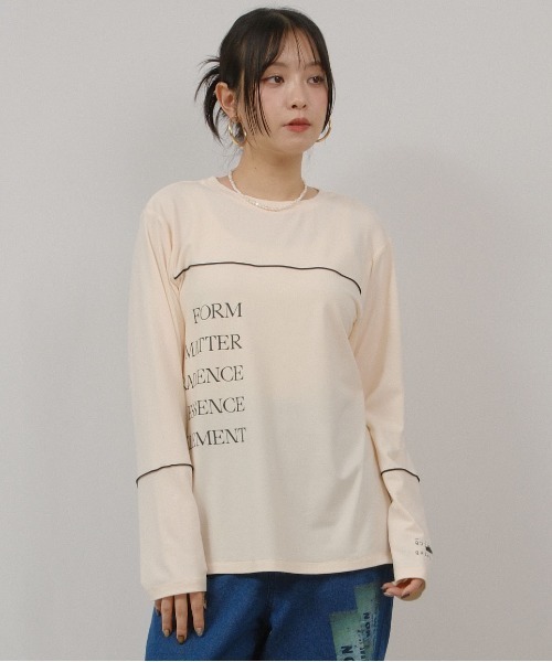 palm RICHE（ポームリシュ）の「もちもちロゴロンT（Tシャツ/カットソー・レディース・チャコールグレー/レッド系その他/アイボリー・M）」の4枚目の写真