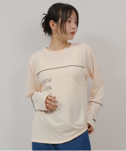 palm RICHE（ポームリシュ）の「もちもちロゴロンT（Tシャツ/カットソー・レディース・チャコールグレー/レッド系その他/アイボリー・M）」の5枚目の写真