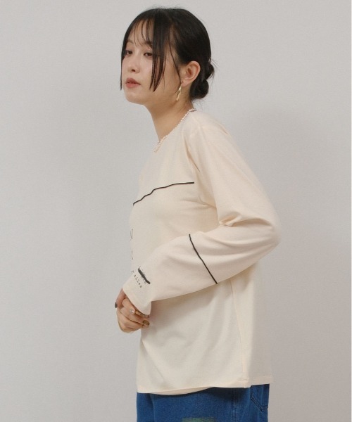 palm RICHE（ポームリシュ）の「もちもちロゴロンT（Tシャツ/カットソー・レディース・チャコールグレー/レッド系その他/アイボリー・M）」の14枚目の写真