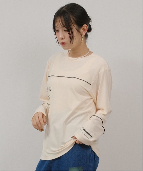 palm RICHE（ポームリシュ）の「もちもちロゴロンT（Tシャツ/カットソー・レディース・チャコールグレー/レッド系その他/アイボリー・M）」の10枚目の写真