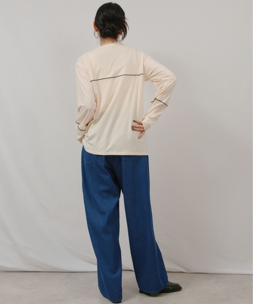 palm RICHE（ポームリシュ）の「もちもちロゴロンT（Tシャツ/カットソー・レディース・チャコールグレー/レッド系その他/アイボリー・M）」の15枚目の写真
