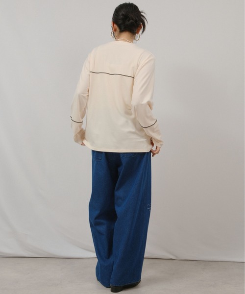 palm RICHE（ポームリシュ）の「もちもちロゴロンT（Tシャツ/カットソー・レディース・チャコールグレー/レッド系その他/アイボリー・M）」の16枚目の写真