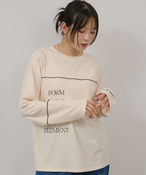 palm RICHE（ポームリシュ）の「もちもちロゴロンT（Tシャツ/カットソー・レディース・チャコールグレー/レッド系その他/アイボリー・M）」の9枚目の写真