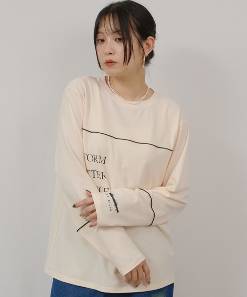 palm RICHE（ポームリシュ）の「もちもちロゴロンT（Tシャツ/カットソー・レディース・チャコールグレー/レッド系その他/アイボリー・M）」の11枚目の写真