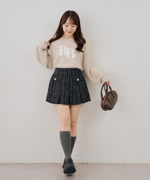 Another Branch olive des olive(アナザーブランチオリーブデオリーブ)の「ラメツイードプリーツスカパン(スカート・レディース・サックスブルー/ベージュ/チャコールグレー・FREE)」の16枚目の写真