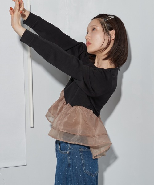 OFROOM(オフルーム)の「【2026秋冬新作】Sheer Peplum Long Sleeve|シアーペプラムロングスリーブ(Tシャツ/カットソー・レディース・ブラック系1/ブラック系/ホワイト系1/ブラック/グレー/アイボリー/ホワイト系・FREE)」の6枚目の写真