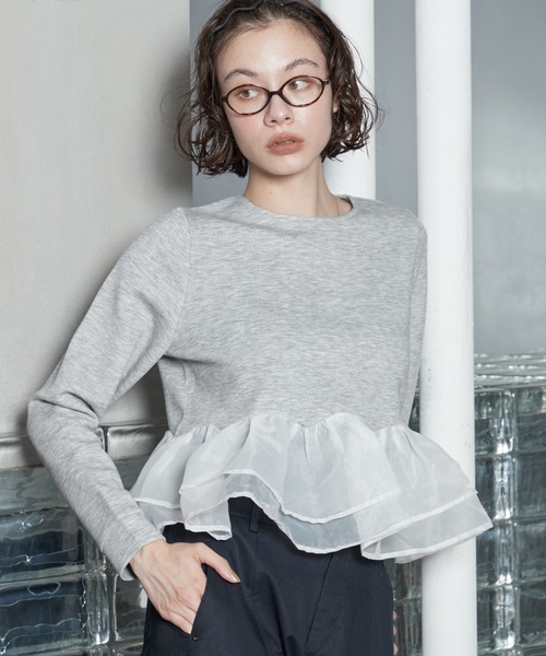 OFROOM(オフルーム)の「【2026秋冬新作】Sheer Peplum Long Sleeve|シアーペプラムロングスリーブ(Tシャツ/カットソー・レディース・ブラック系1/ブラック系/ホワイト系1/ブラック/グレー/アイボリー/ホワイト系・FREE)」の7枚目の写真