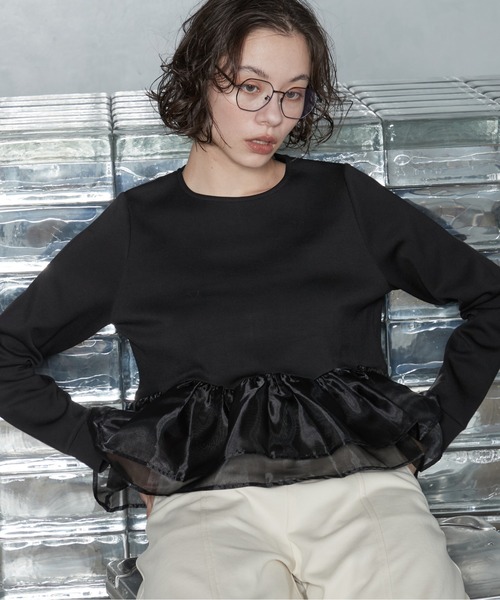 OFROOM(オフルーム)の「【2026秋冬新作】Sheer Peplum Long Sleeve|シアーペプラムロングスリーブ(Tシャツ/カットソー・レディース・ブラック系1/ブラック系/ホワイト系1/ブラック/グレー/アイボリー/ホワイト系・FREE)」の4枚目の写真