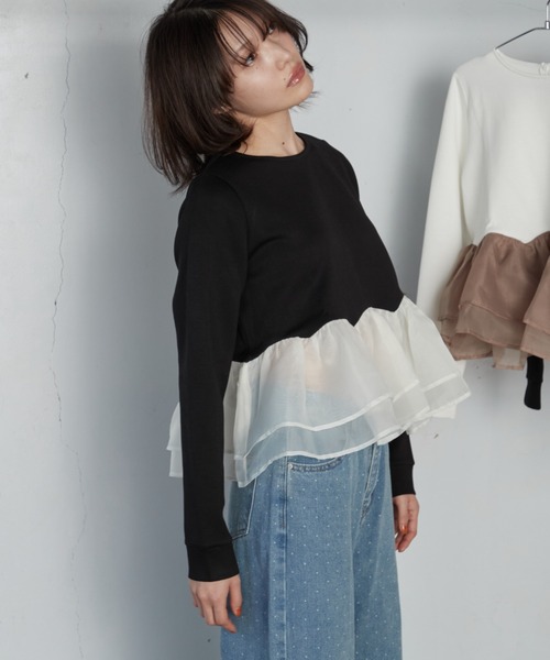 OFROOM(オフルーム)の「【2026秋冬新作】Sheer Peplum Long Sleeve|シアーペプラムロングスリーブ(Tシャツ/カットソー・レディース・ブラック系1/ブラック系/ホワイト系1/ブラック/グレー/アイボリー/ホワイト系・FREE)」の15枚目の写真