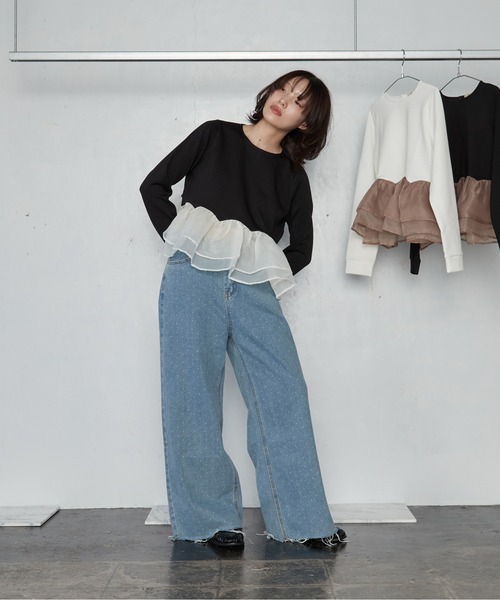 OFROOM(オフルーム)の「【2026秋冬新作】Sheer Peplum Long Sleeve|シアーペプラムロングスリーブ(Tシャツ/カットソー・レディース・ブラック系1/ブラック系/ホワイト系1/ブラック/グレー/アイボリー/ホワイト系・FREE)」の21枚目の写真