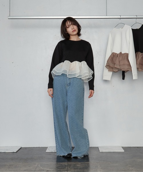 OFROOM(オフルーム)の「【2026秋冬新作】Sheer Peplum Long Sleeve|シアーペプラムロングスリーブ(Tシャツ/カットソー・レディース・ブラック系1/ブラック系/ホワイト系1/ブラック/グレー/アイボリー/ホワイト系・FREE)」の22枚目の写真