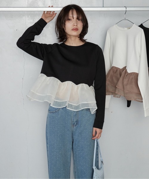 OFROOM(オフルーム)の「【2026秋冬新作】Sheer Peplum Long Sleeve|シアーペプラムロングスリーブ(Tシャツ/カットソー・レディース・ブラック系1/ブラック系/ホワイト系1/ブラック/グレー/アイボリー/ホワイト系・FREE)」の16枚目の写真