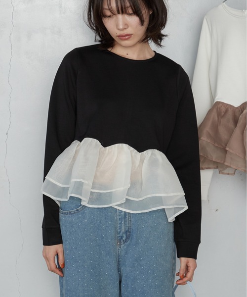OFROOM(オフルーム)の「【2026秋冬新作】Sheer Peplum Long Sleeve|シアーペプラムロングスリーブ(Tシャツ/カットソー・レディース・ブラック系1/ブラック系/ホワイト系1/ブラック/グレー/アイボリー/ホワイト系・FREE)」の8枚目の写真