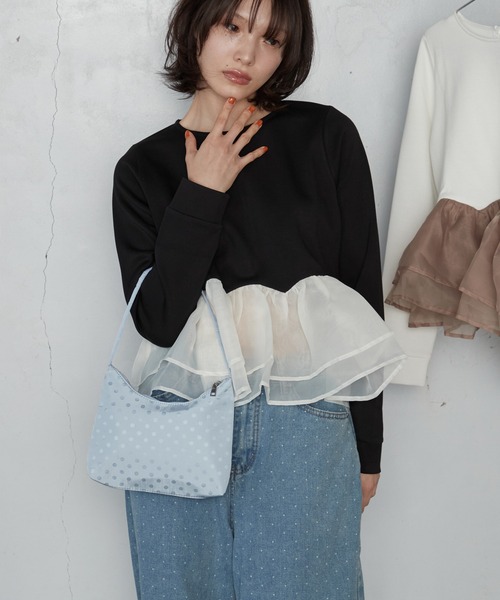 OFROOM(オフルーム)の「【2026秋冬新作】Sheer Peplum Long Sleeve|シアーペプラムロングスリーブ(Tシャツ/カットソー・レディース・ブラック系1/ブラック系/ホワイト系1/ブラック/グレー/アイボリー/ホワイト系・FREE)」の10枚目の写真