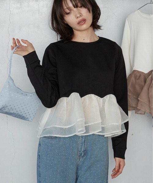 OFROOM(オフルーム)の「【2026秋冬新作】Sheer Peplum Long Sleeve|シアーペプラムロングスリーブ(Tシャツ/カットソー・レディース・ブラック系1/ブラック系/ホワイト系1/ブラック/グレー/アイボリー/ホワイト系・FREE)」の14枚目の写真