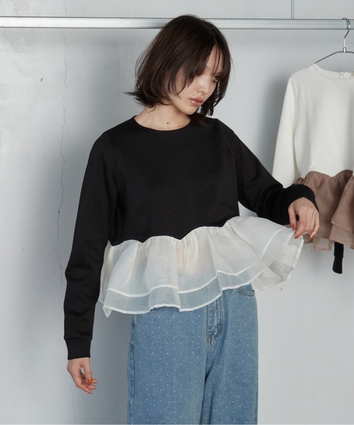 OFROOM(オフルーム)の「【2026秋冬新作】Sheer Peplum Long Sleeve|シアーペプラムロングスリーブ(Tシャツ/カットソー・レディース・ブラック系1/ブラック系/ホワイト系1/ブラック/グレー/アイボリー/ホワイト系・FREE)」の17枚目の写真
