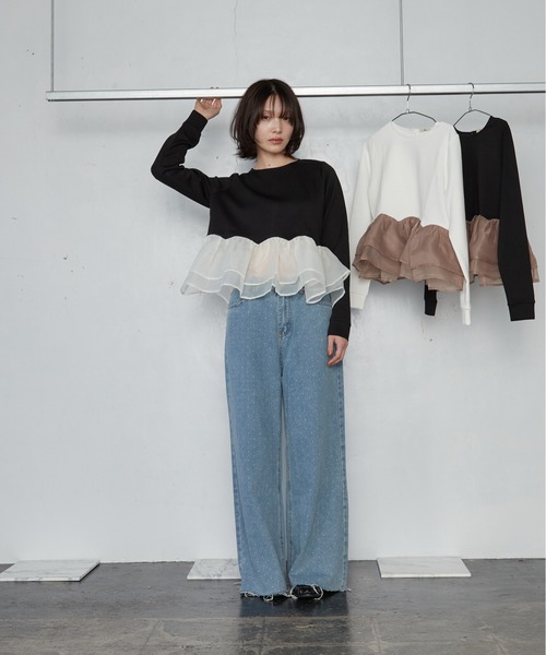 OFROOM(オフルーム)の「【2026秋冬新作】Sheer Peplum Long Sleeve|シアーペプラムロングスリーブ(Tシャツ/カットソー・レディース・ブラック系1/ブラック系/ホワイト系1/ブラック/グレー/アイボリー/ホワイト系・FREE)」の19枚目の写真