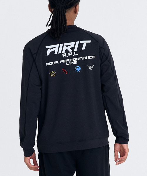 AIRIT(アイリット)の「ルーズフィット サーフアイコン ラッシュガード AM1234 BK(Tシャツ/カットソー・メンズ・ブラック・X-LARGE/XXX-LARGE/XXXXX-LARGE)」の1枚目の写真