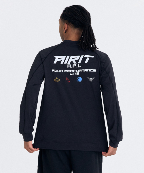 AIRIT(アイリット)の「ルーズフィット サーフアイコン ラッシュガード AM1234 BK(Tシャツ/カットソー・メンズ・ブラック・X-LARGE/XXX-LARGE/XXXXX-LARGE)」の4枚目の写真