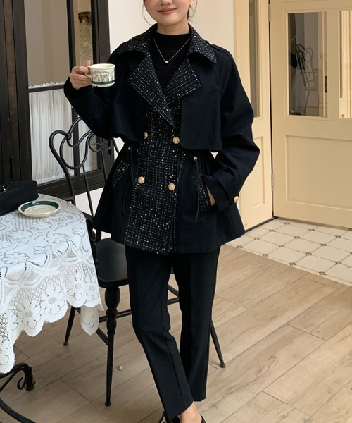 TWEED DOCKING TRENCH COAT（ツイードドッキングトレンチコート