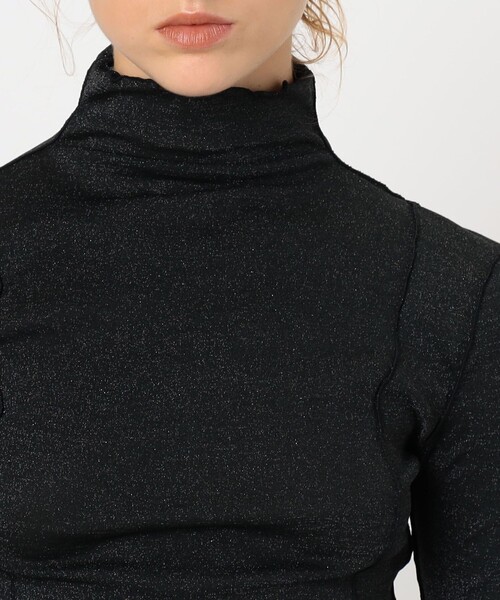 HAKUJI（ハクジ）の「HAKUJI Shiny rib HN ハイネックプルオーバー（Tシャツ/カットソー・レディース・ダークブラウン/ブラック系その他・FREE）」の7枚目の写真