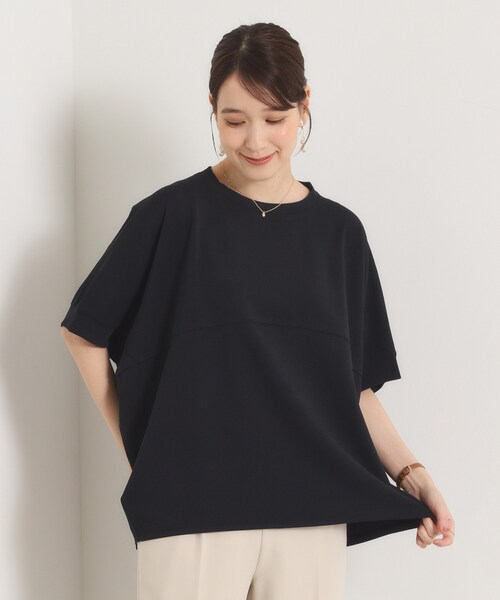 ITS'DEMO(イッツデモ)の「ふくれジャカードドルマントップス(Tシャツ/カットソー・レディース・アイボリー/ナチュラル/ブラック・00)」の2枚目の写真