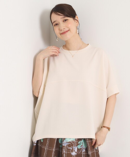 ITS'DEMO(イッツデモ)の「ふくれジャカードドルマントップス(Tシャツ/カットソー・レディース・アイボリー/ナチュラル/ブラック・00)」の18枚目の写真