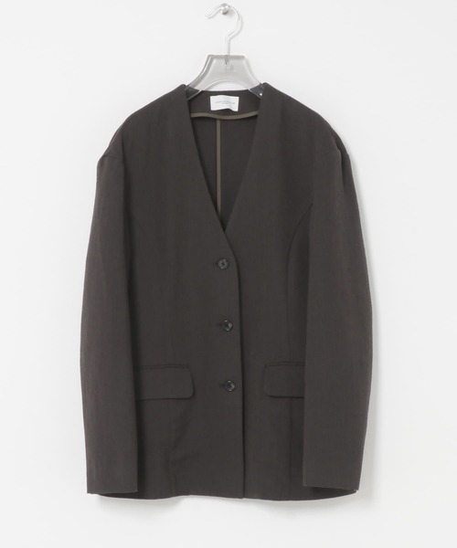 URBAN RESEARCH(アーバンリサーチ)の「new basic WOOL LINEN SILK JACKET(ノーカラージャケット・レディース・ブラウン・38/36)」の3枚目の写真