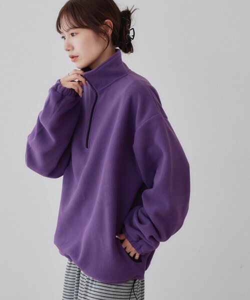 DISCOAT(ディスコート)の「【Enlude/セットアップ対応】フリースハーフジップ《ユニセックス》(Tシャツ/カットソー・レディース・パープル/ブラウン/グレー/アイボリー・MEDIUM/LARGE)」の4枚目の写真
