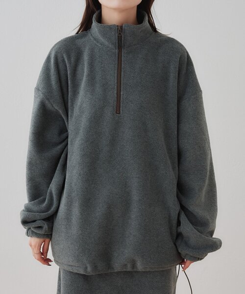 DISCOAT(ディスコート)の「【Enlude/セットアップ対応】フリースハーフジップ《ユニセックス》(Tシャツ/カットソー・レディース・パープル/ブラウン/グレー/アイボリー・MEDIUM/LARGE)」の6枚目の写真