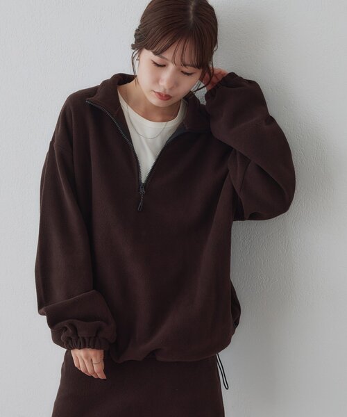 DISCOAT(ディスコート)の「【Enlude/セットアップ対応】フリースハーフジップ《ユニセックス》(Tシャツ/カットソー・レディース・パープル/ブラウン/グレー/アイボリー・MEDIUM/LARGE)」の13枚目の写真