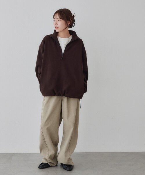DISCOAT(ディスコート)の「【Enlude/セットアップ対応】フリースハーフジップ《ユニセックス》(Tシャツ/カットソー・レディース・パープル/ブラウン/グレー/アイボリー・MEDIUM/LARGE)」の15枚目の写真