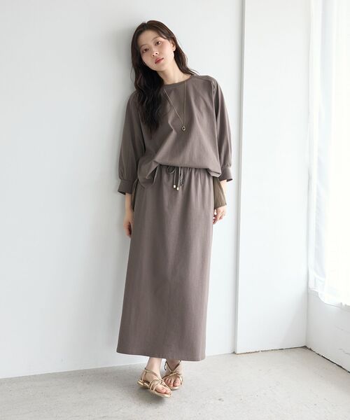 le.coeur blanc(ルクールブラン)の「MVS天竺布帛ドッキングプル×スカートセット(ワンピース・レディース・モカ/ブラック・38)」の14枚目の写真