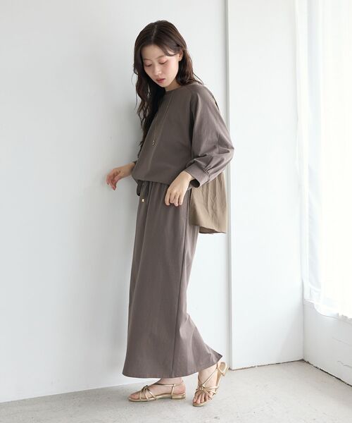 le.coeur blanc(ルクールブラン)の「MVS天竺布帛ドッキングプル×スカートセット(ワンピース・レディース・モカ/ブラック・38)」の15枚目の写真