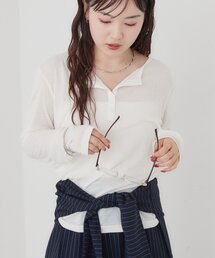 mystic | 【インナー使いに優秀アイテム/6色展開】シアーヘンリーロンT(Tシャツ/カットソー)