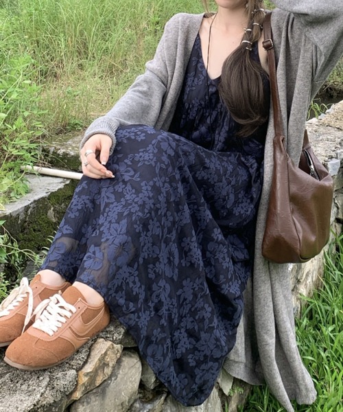FLINEA(フリネア)の「ジャカードキャミワンピース(ワンピース・レディース・ダークブルー・FREE)」の8枚目の写真