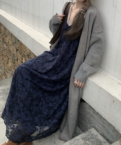 FLINEA(フリネア)の「ジャカードキャミワンピース(ワンピース・レディース・ダークブルー・FREE)」の7枚目の写真