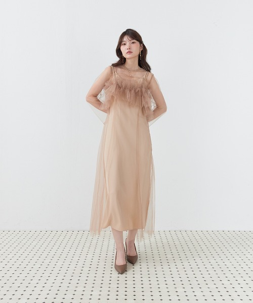 Kana(カナ)の「マルチウェイボリュームフラワープリントフリルドレス パーティー 結婚式 お呼ばれ オケージョン(ドレス・レディース・オレンジ/ブラック/グリーン/ベージュ/ブルー/ブラウン・M)」の18枚目の写真