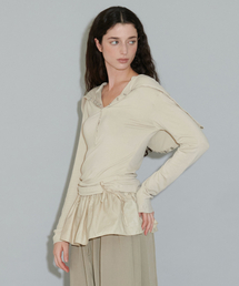 TWO-WAY SNAP HOOD LONG SLEEVE, BEIGE